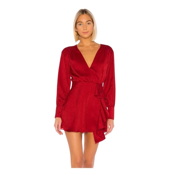 Tularosa x Revolve - Caleb Red Long Sleeve Mini Dress Sz M - Picture 1 of 9